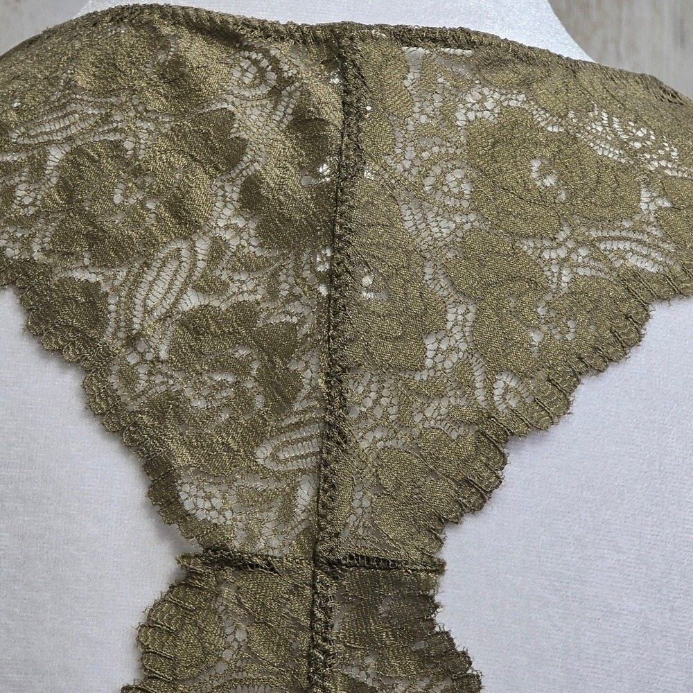 Zenana Olive Green Floral Lace  Racerback Bralette Size XL - Picture 5 of 7